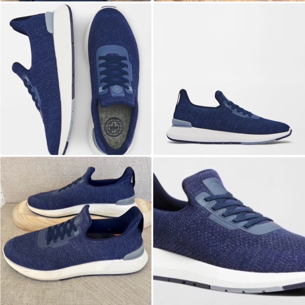 Peter Millar Hyperlight Apollo Low Top Slip On Navy Blue Knit Sneakers Size 11